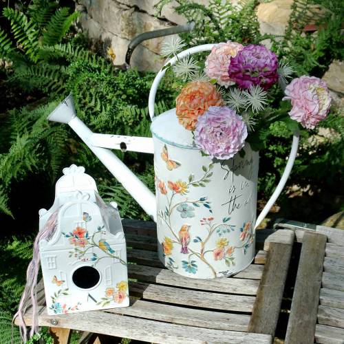 Floristik24 Decorative watering can with flower pattern and saying metal Ø21.5cm H43cm