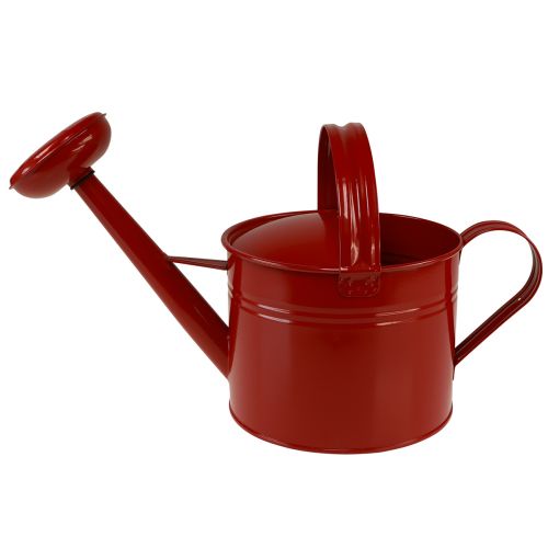 Decorative red metal watering can, 5L vintage planter, rustic indoor watering can, H26cm