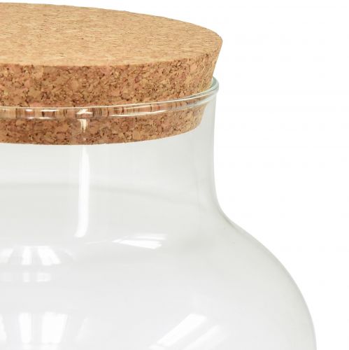 Floristik24 Decorative glass vase with corks, clear cork glass, diameter 18 cm, height 20.5 cm