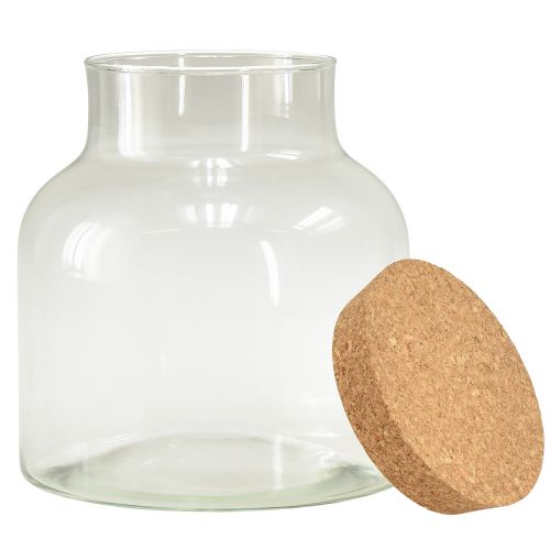Floristik24 Decorative glass vase with corks, clear cork glass, diameter 18 cm, height 20.5 cm