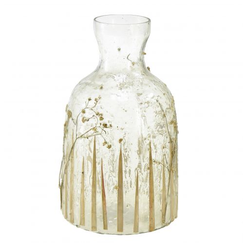Decorative glass vase with real gypsophila decor Ø9.5cm H18cm