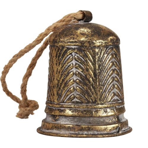 Floristik24 Decorative metal bell, Christmas bell decoration golden anik look Ø10.5cm×13cm