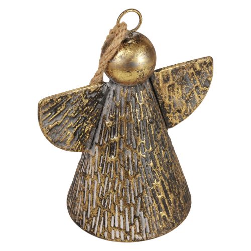 Floristik24 Decorative bell Christmas angel, Christmas bell decoration golden antique look 21cm
