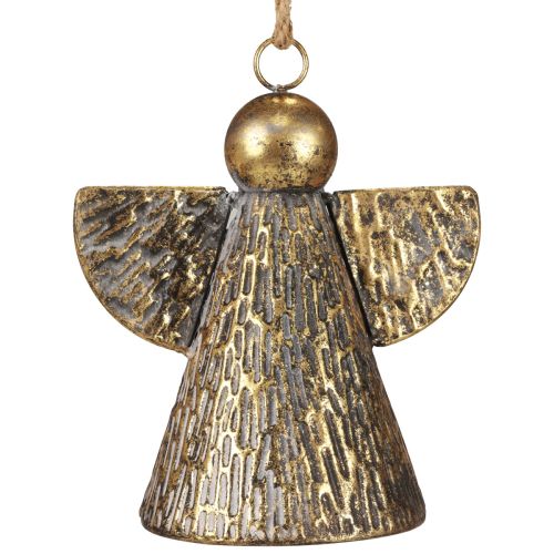 Floristik24 Decorative bell Christmas angel, Christmas bell decoration golden antique look 21cm
