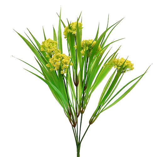 Floristik24 Deco grass with flowers yellow, green H32ccm