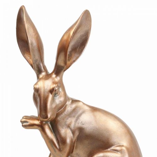 Floristik24 Deco bunny gold sitting pair of easter bunnies H30.5cm 2pcs