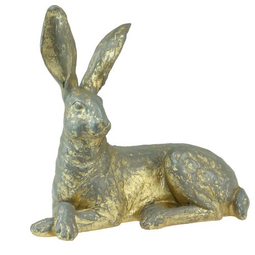 Floristik24 Decorative rabbit lying gold grey decorative figure Easter 27x13x25cm