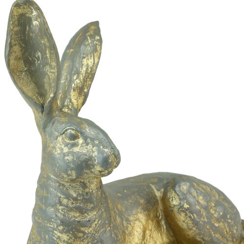 Floristik24 Decorative rabbit lying gold grey decorative figure Easter 27x13x25cm