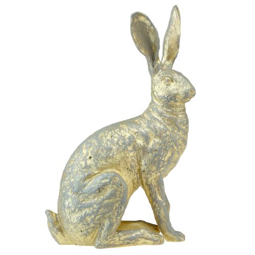 Decorative Bunny Sitting Gray Gold Vintage Easter 20.5x11x37cm