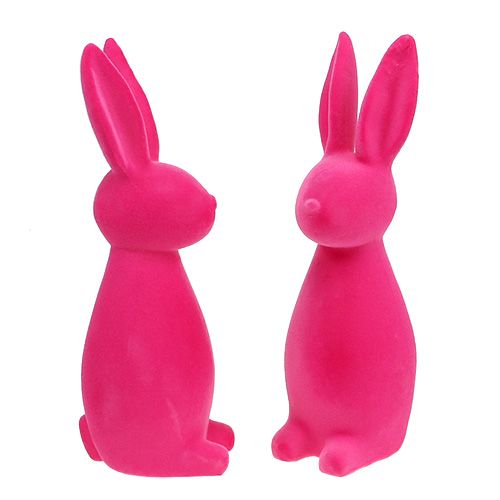 Floristik24 Decorative bunny flocked pink 30cm 2pcs