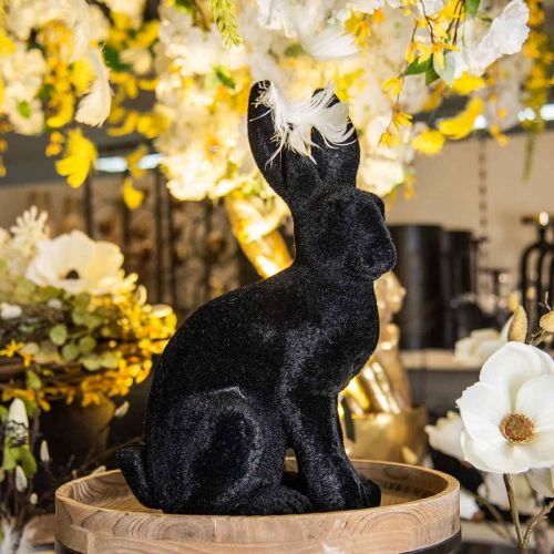 Floristik24 Large Easter Bunny Decoration Black Flocked Ceramic H42.5cm