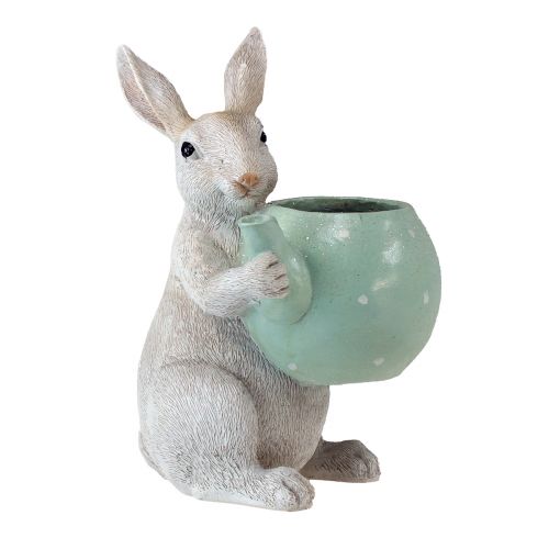 Decorative rabbit with teapot decorative figure table decoration Easter H22.5cm
