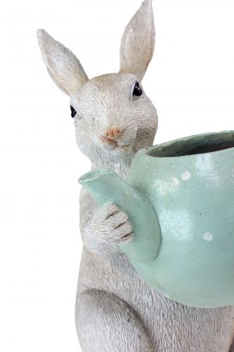 Floristik24 Decorative rabbit with teapot decorative figure table decoration Easter H22,5cm
