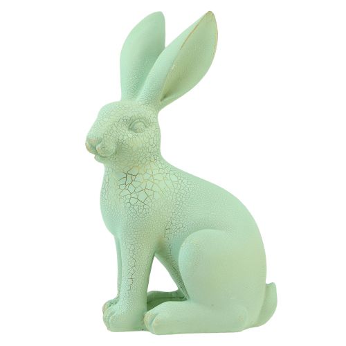 Product Decorative rabbit sitting green gold craquelure table decoration H23.5cm