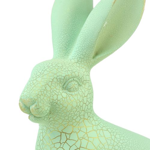 Product Decorative rabbit sitting green gold craquelure table decoration H23.5cm