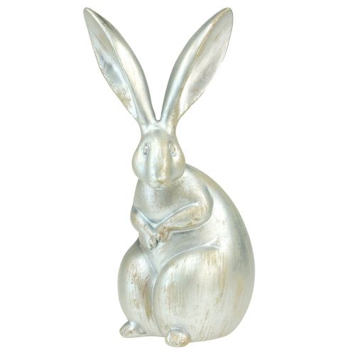 Product Decorative rabbits silver decorative figures Easter 17,5x20,5cm 3pcs
