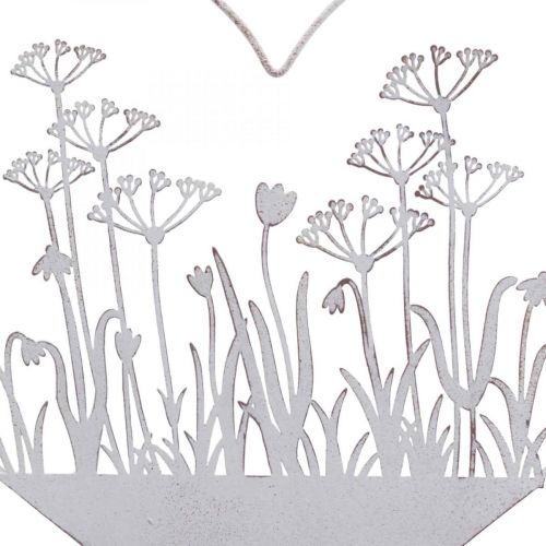 Floristik24 Decorative heart standee metal wood white spring decoration H31cm
