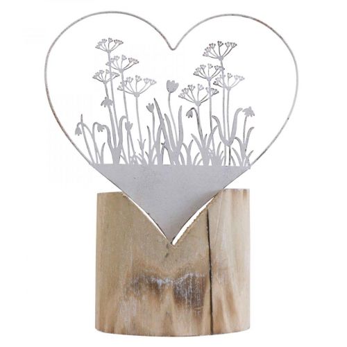 Floristik24 Decorative heart standee metal wood white spring decoration H31cm