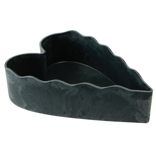 Floristik24 Decorative heart bowl plastic anthracite 21×14.5×5.5cm