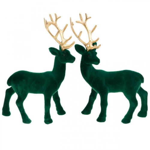 Floristik24 Deco deer green and gold Christmas decoration deer figures 20cm 2pcs