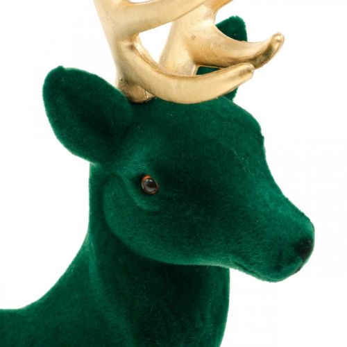 Product Deco deer standing green gold Christmas decoration figure 40cm