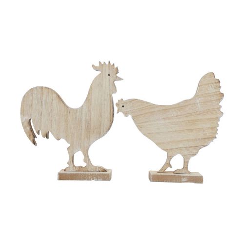 Decorative chicken Easter decoration wooden table decoration 14.5cm set of 2
