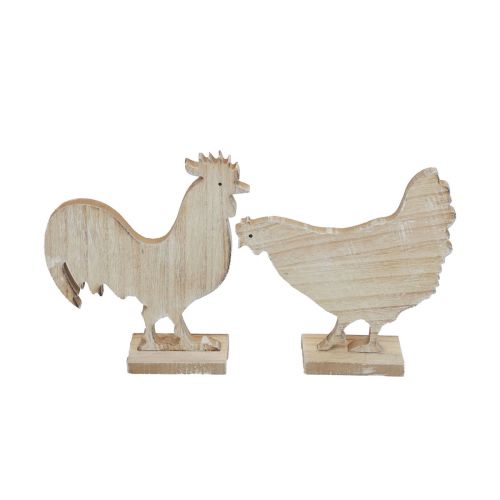 Floristik24 Decoration chickens Easter decoration wooden table decoration 14.5cm set of 2