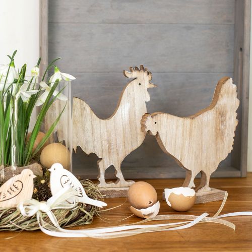 Decorative chicken table decoration Easter wooden decoration vintage 19cm set of 2