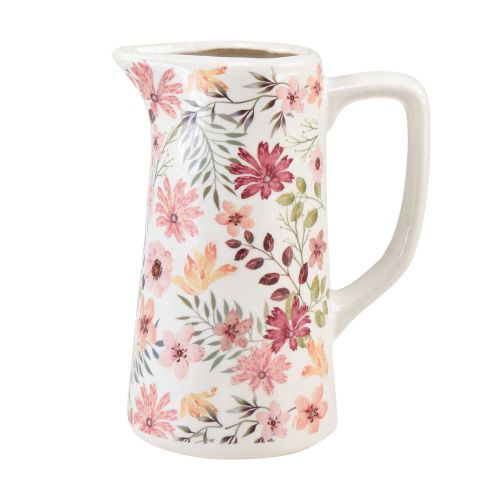 Decorative jug flowers ceramic vase earthenware vintage 19.5cm
