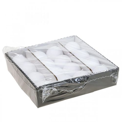 Product White ball candles, high-quality table decoration, atmospheric lighting for weddings, Advent, Ø60mm, set of 16