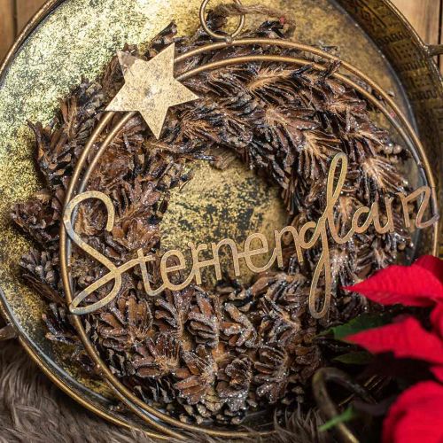 Product Decorative wreath cones Christmas wreath brown, glitter Ø30cm