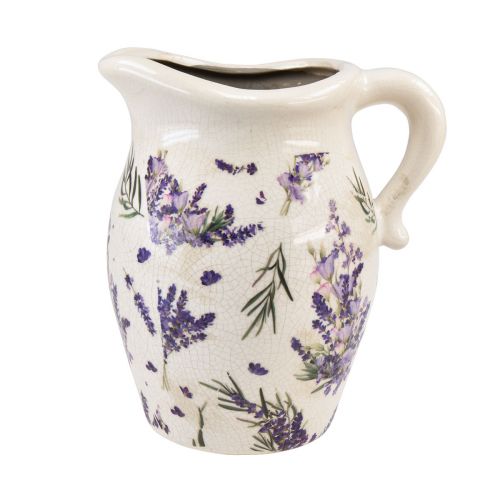 Floristik24 Decorative jug stoneware lavender purple cream table decoration H21cm