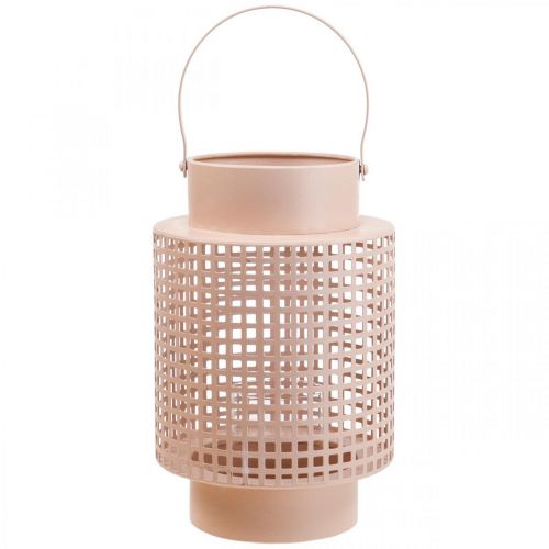 Product Decorative lantern pink metal lantern with handle Ø18cm H29cm