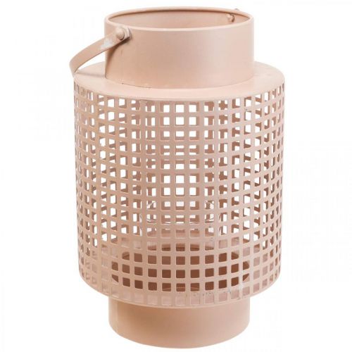 Product Decorative lantern pink metal lantern with handle Ø18cm H29cm