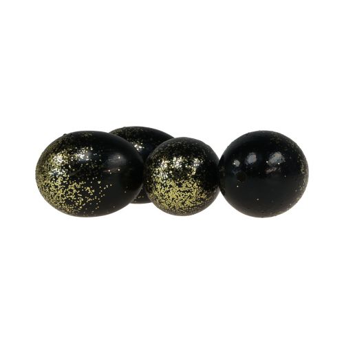 Product Decorative Easter eggs real chicken egg black with gold glitter H5.5-6cm 10 pcs
