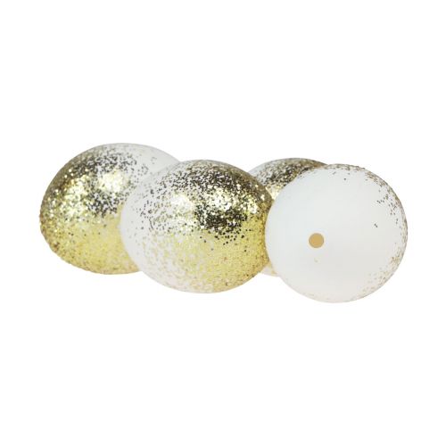 Floristik24 Decorative Easter eggs real chicken egg white with gold glitter H5.5-6cm 10 pcs