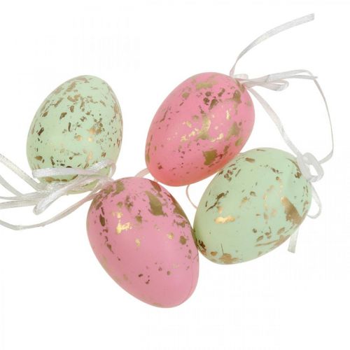 Floristik24 Deco Easter eggs to hang up pink/green/gold Easter decorations 12 pieces