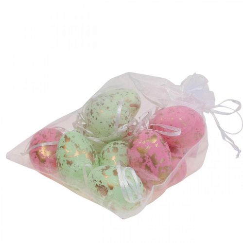 Floristik24 Deco Easter eggs to hang up pink/green/gold Easter decorations 12 pieces