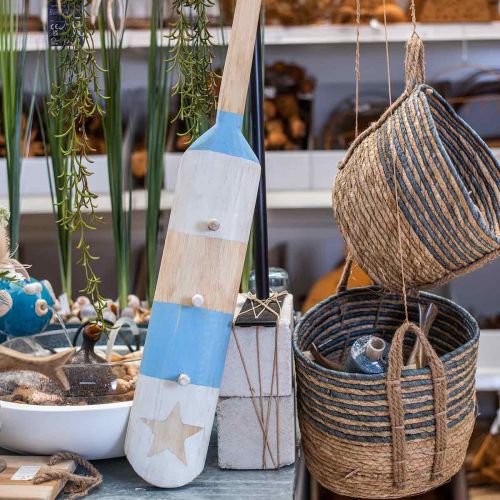 Floristik24 Deco paddle wardrobe maritime decoration wood wall decoration light blue 1m