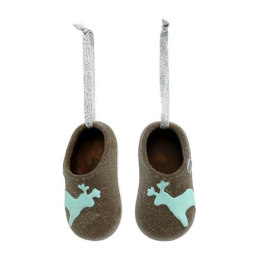 Decorative slippers 9.5cm brown 6pcs