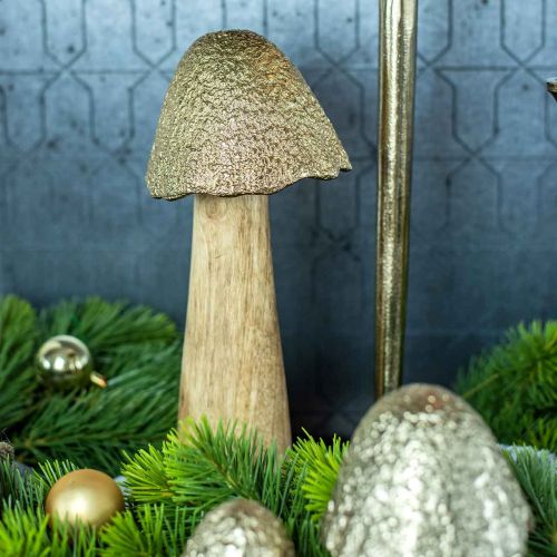 Product Decorative mushroom large metal wood golden, nature decorative figure autumn 32cm
