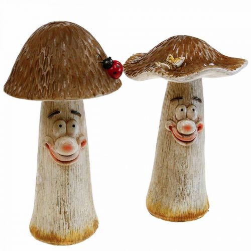 Floristik24 Deco mushrooms Autumn decoration funny mushrooms Ø15/12cm H22/25cm 2pcs