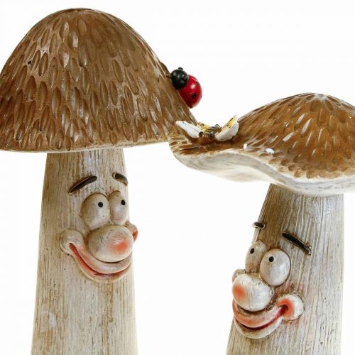 Deco mushrooms Autumn decoration funny mushrooms Ø15/12cm H22/25cm 2pcs
