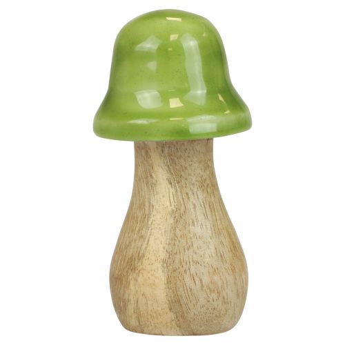 Product Decorative mushrooms wood wooden mushrooms light green glossy H6/8/10cm set of 3
