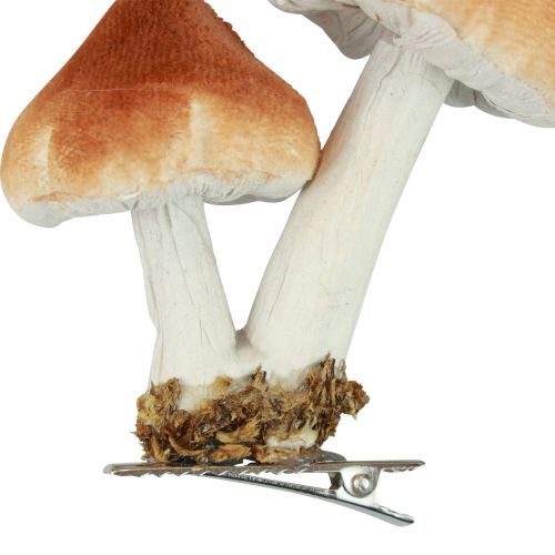 Product Deco mushrooms with clip autumn decoration flocked sorted 9cm 3pcs