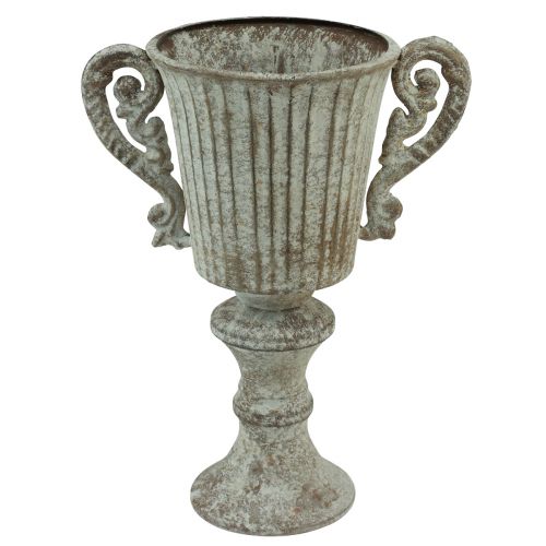 Floristik24 Decorative Cup Chalice Metal Antique Brown White Ø12cm H26cm