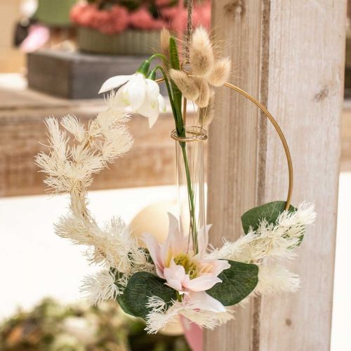 Floristik24 Decorative ring for hanging test tube golden metal Ø16cm 4pcs