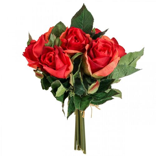 Floristik24 Decorative roses bouquet artificial flowers roses red H30cm 8 pcs