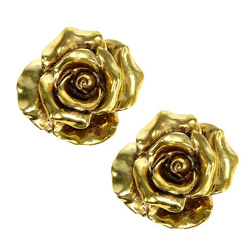 Floristik24 Decorative roses gold Ø8cm 6 pcs