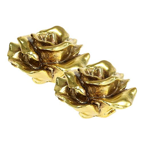 Floristik24 Decorative roses gold Ø8cm 6 pcs